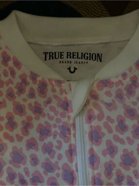 True Religion Girls' Pink & Lavender Leopard Print Zip-Front outfit size 3-6 mo